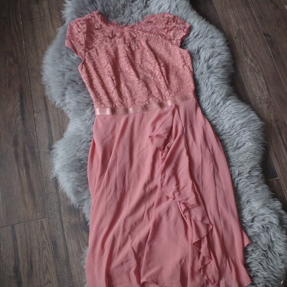 Beautiful Coral Elagant Floral Lace  Dress By Miusol - Picture 4 of 6